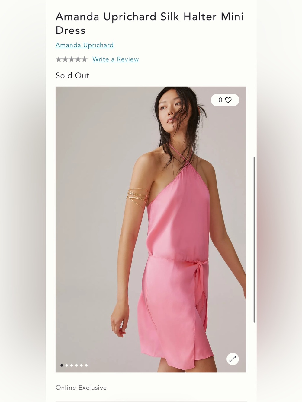 NWT Amanda Uprichard Marrone Silk Halter Mini Dress Pink Rose Ribbon Sz M - Picture 7 of 13